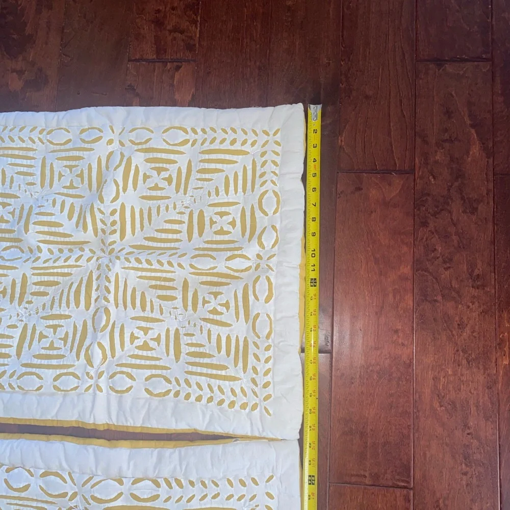 WEST ELM SUN FLOWER YELLOW AND WHITE CUT OUT OVERLAY SHAM PAIR